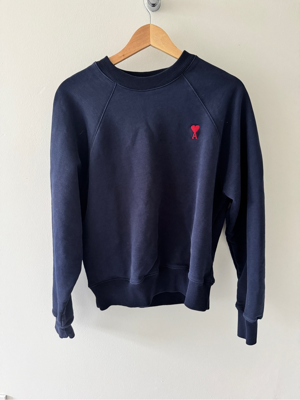 Ami Alexandre Mattiussi Navy Sweatshirt with Red Heart Logo